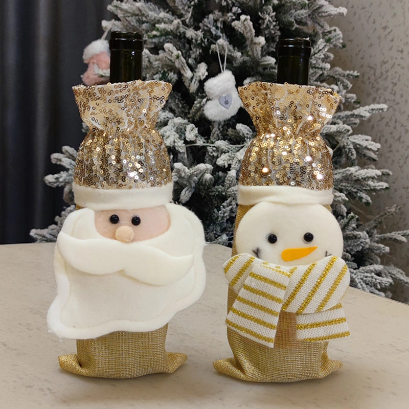 Santa Claus Snowman Wine Bottle Set Sequins Home Furnishing Atmosphere