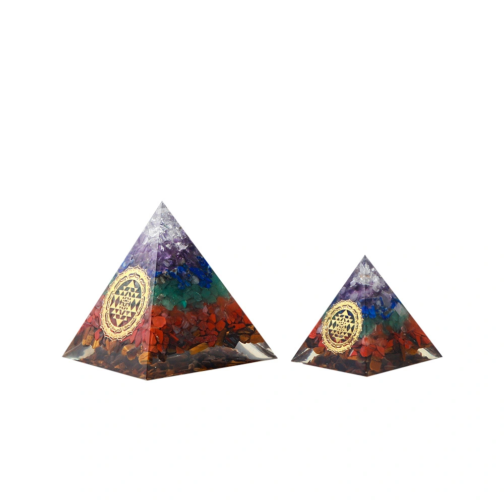 Natural Crystal Seven-color Gem Ogan Ogang Pyramid