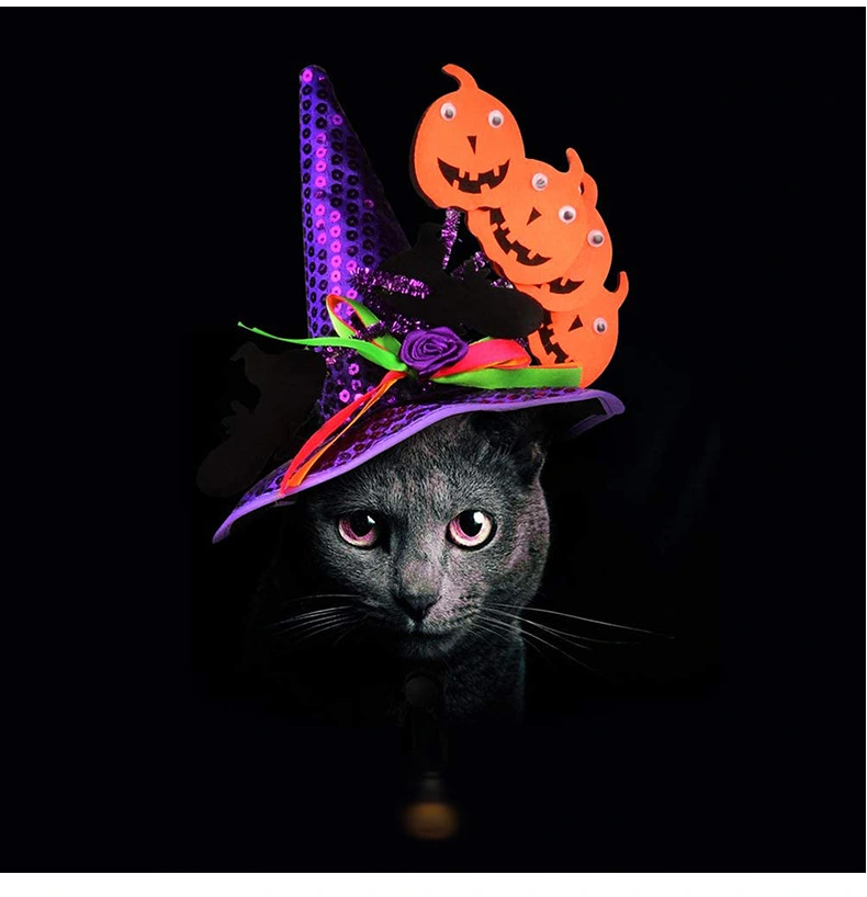 Dogs Cats Halloween Hats Pumpkin Headgear