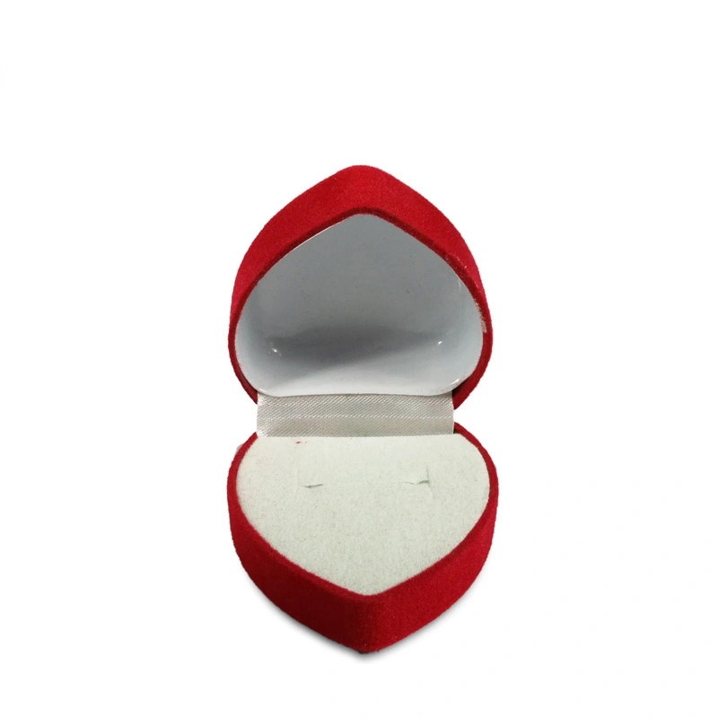 Simple Red Velvet Heart-shaped Ring Box