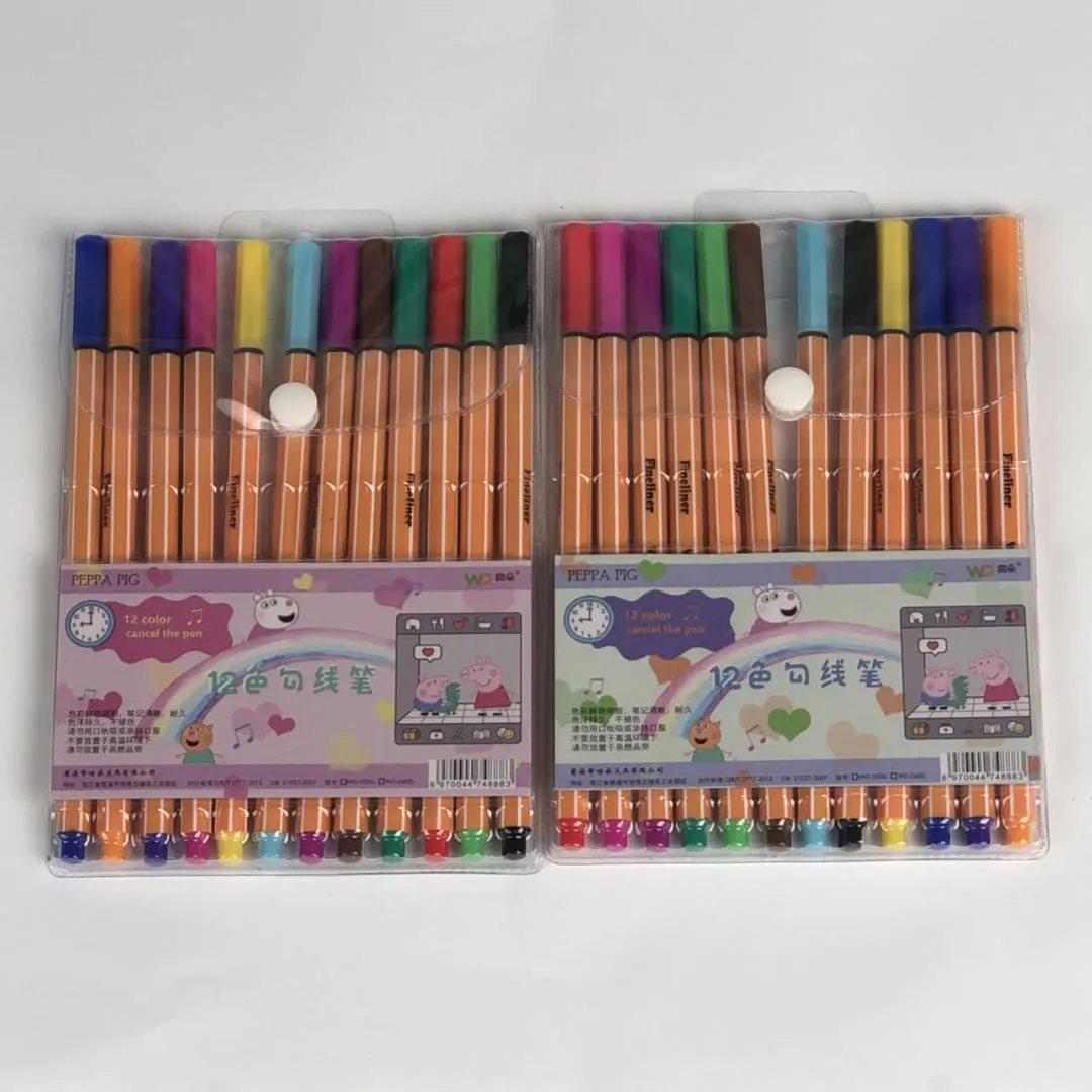 12 Colors Hook Line Stroke Pen 0.4mm Needle Tube Fiber Nib