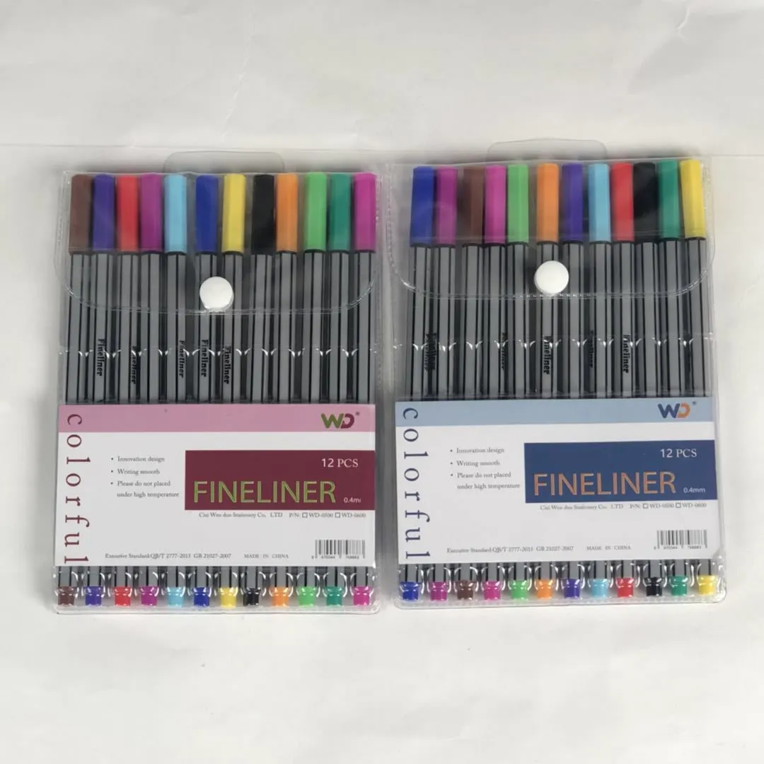 12 Colors Hook Line Stroke Pen 0.4mm Needle Tube Fiber Nib