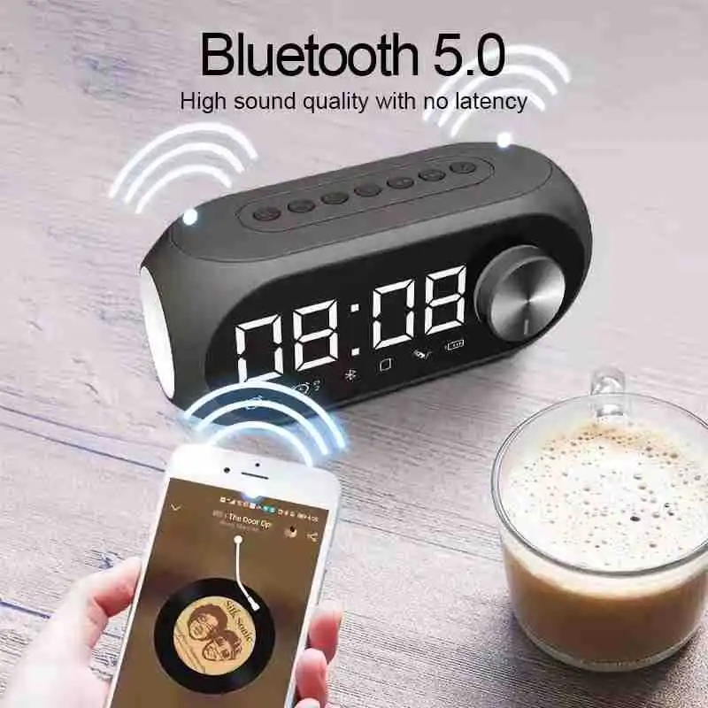 Bluetooth Speaker Mirror Wireless Home Subwoofer Phone Clock Audio
