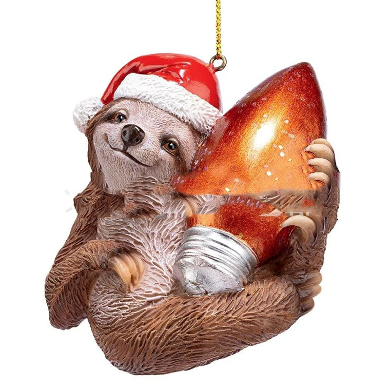 Santa's Holiday Season Sloth Pendant Resin Crafts