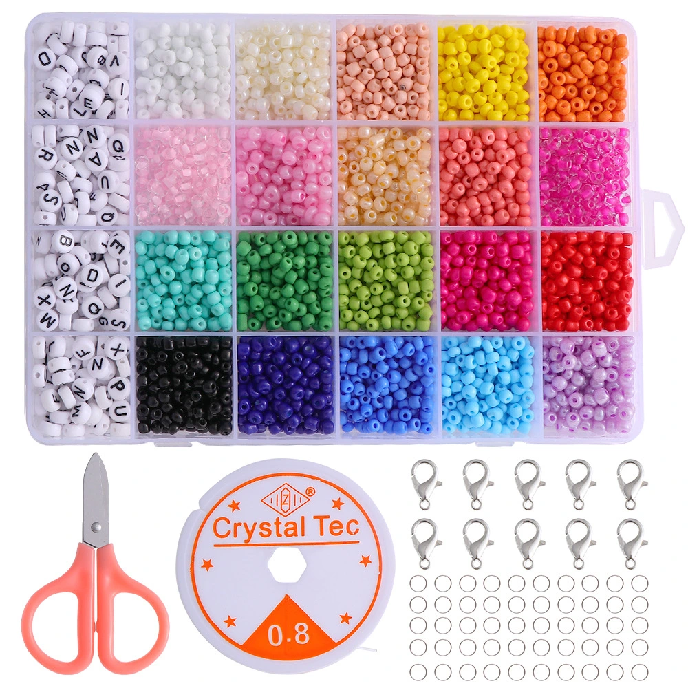 Colored Letter Beads Glass Rice Handmade Necklace