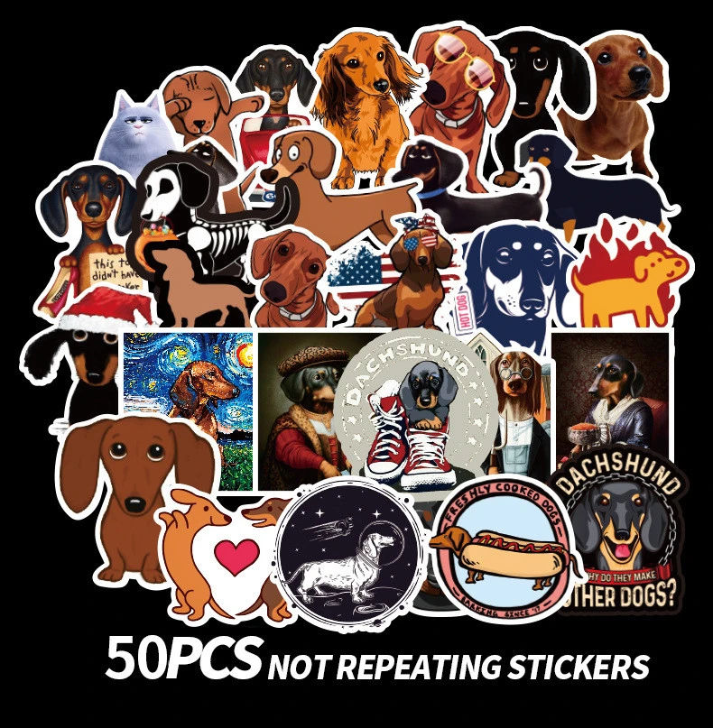 50 Dachshund Dog Pet Doodle Waterproof Stickers