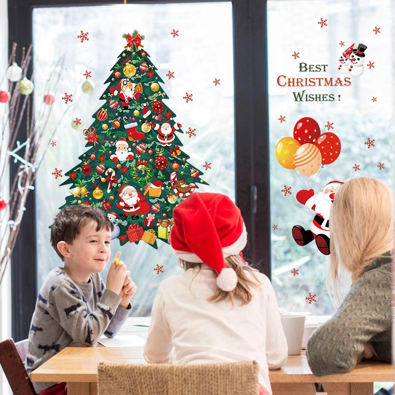 New Year Christmas Window Home Decoration Background Wall Stickers