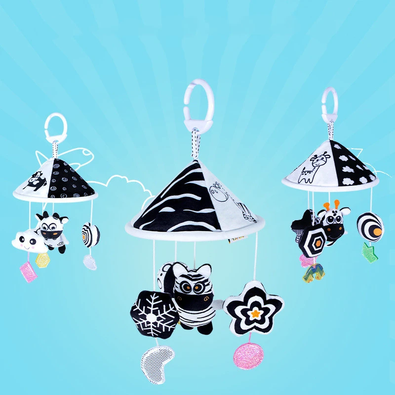 Baby Black And White Animal Umbrella Toy Car Hanging Wind Chimes