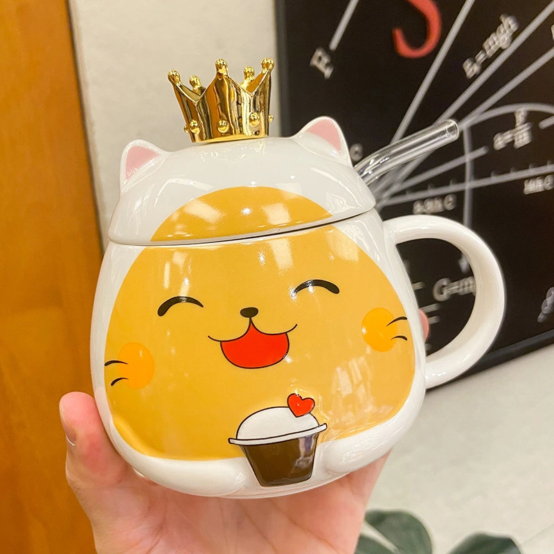 Cartoon Animal Crown Cute Cat Ceramic Cup