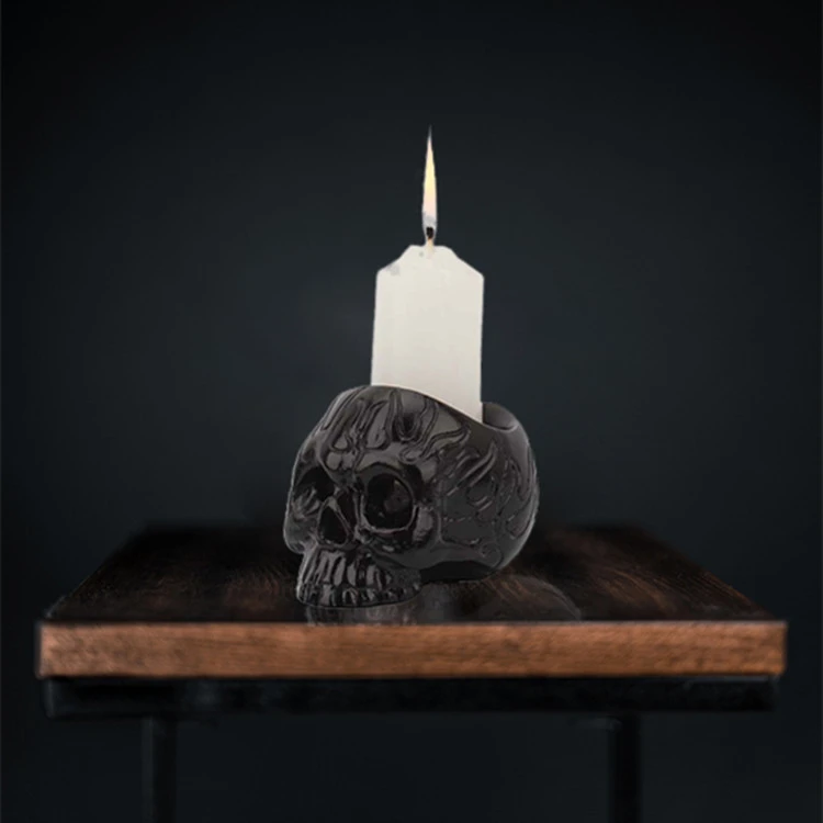 Flame Black Small Skull Candle Holder Ideas