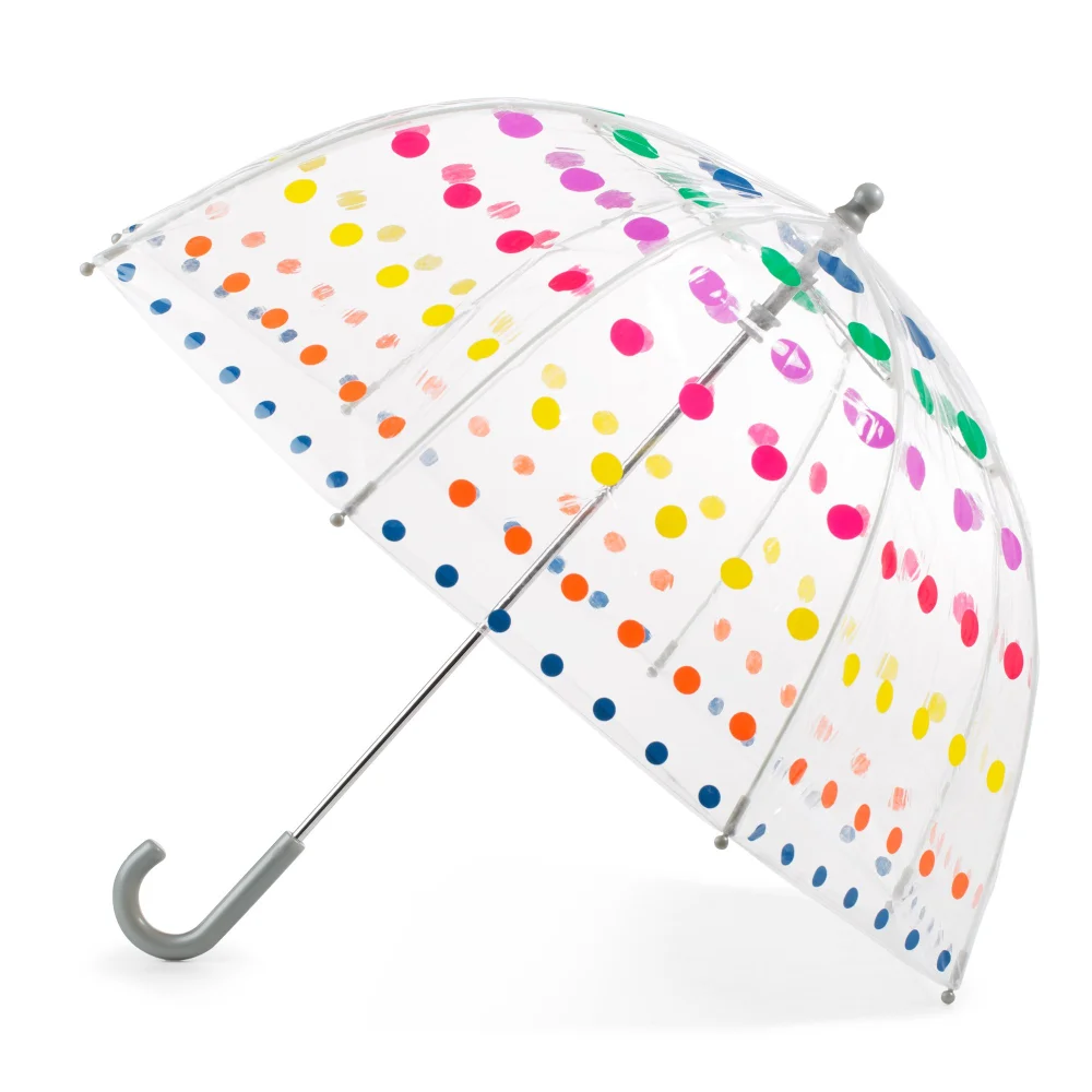 totes Kids Clear Bubble Umbrella with Dome Canopy, Lightweight Design, Wind and Rain Protection Umbrella, Dots, Kids - 38" Canopy