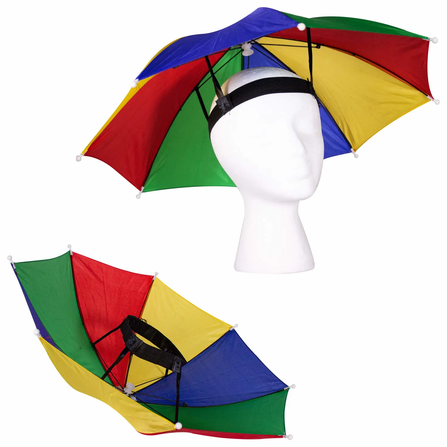 Windy City Novelties Umbrella Hat - Handsfree, Comfortable Design for Camping, Fishing, Gardening for Outdoor Sun Protection, Fits Men,