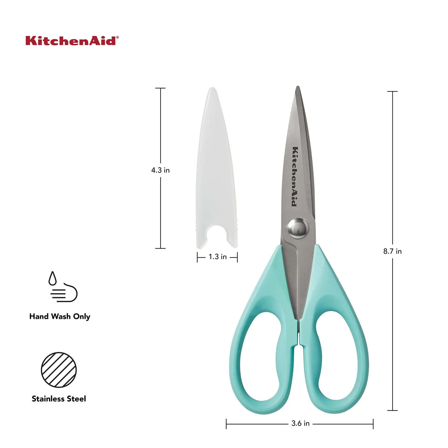 KitchenAid All Purpose Shears with Protective Sheath, 8.72-Inch, Aqua Sky