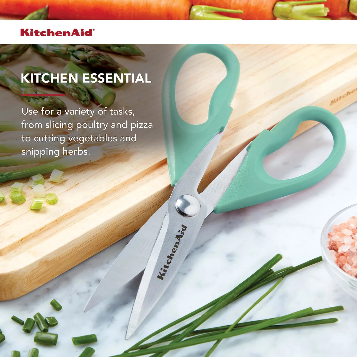 KitchenAid All Purpose Shears with Protective Sheath, 8.72-Inch, Aqua Sky
