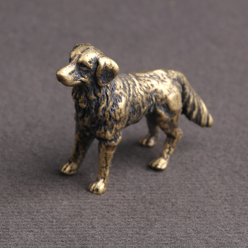 Chinese Zodiac Dog Wangcai Tea Pet Handle Piece Wenwan Small Bronze Ware