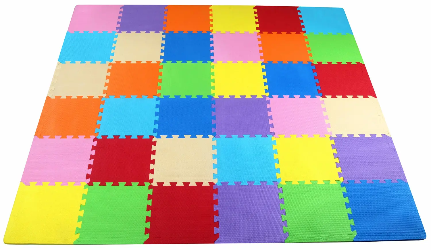 BalanceFrom 36 Piece Kids Puzzle Play Mat, Foam Floor Tiles, Cream/Gray/Beige
