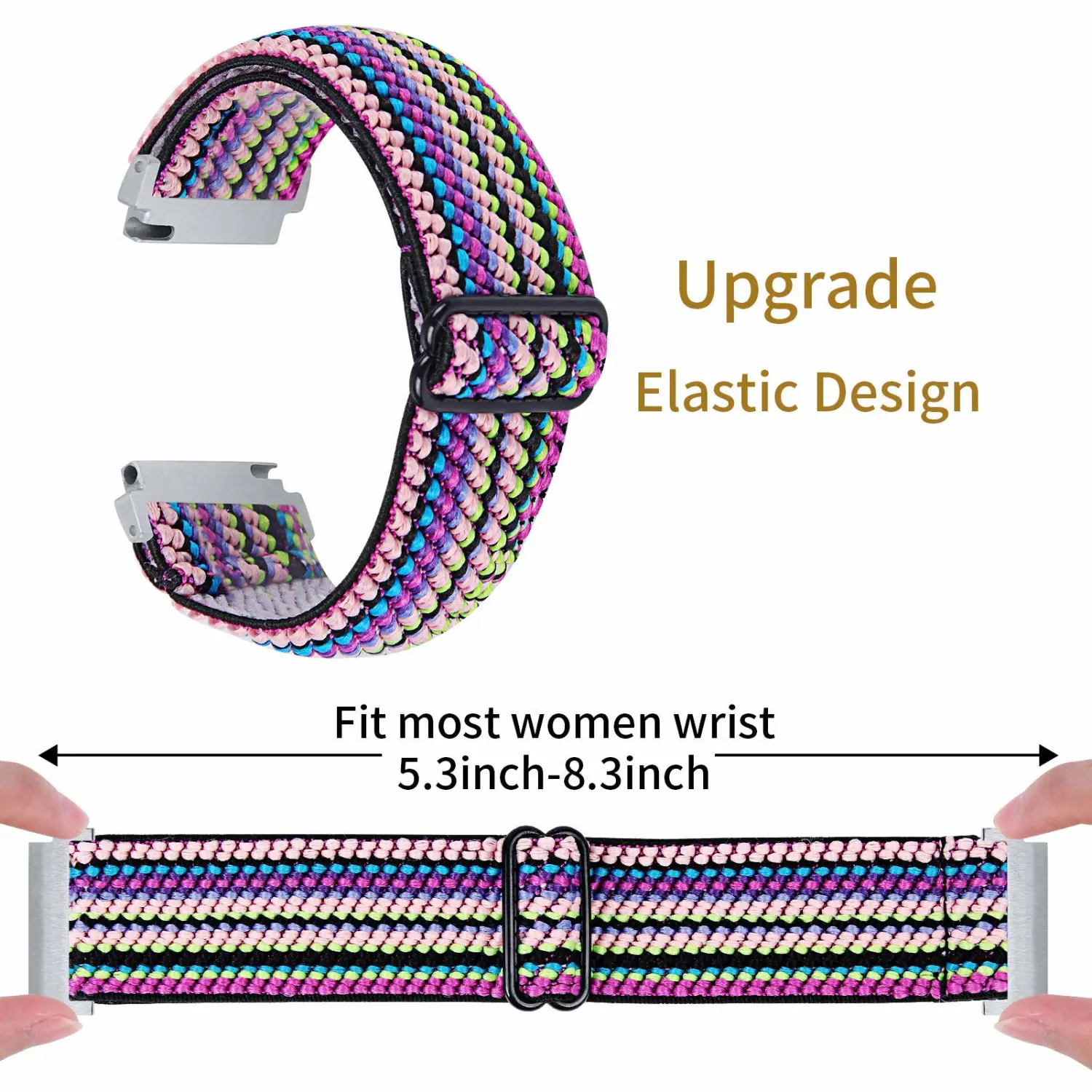 Elastic Bands Compatible with Letsfit IW1 EW1/AGPTEK LW11/YAMAY SW022 Smart Watch Band, Adjustable Stretchy Nylon Loop Wristband Replacement Soft Straps for YAMAY SW022&AGPTEK LW11&Letsfit IW1 EW1(Not for 205L)