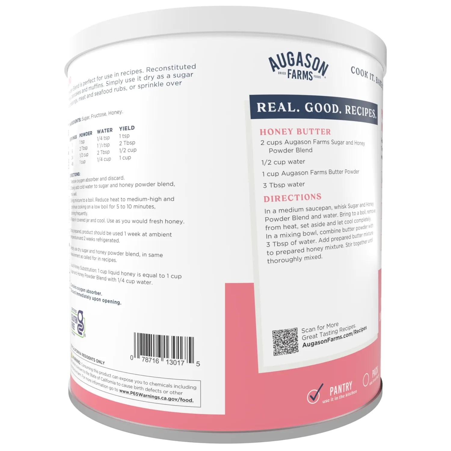 Augason Farms Sugar & Honey Powder Blend Can, Emergency Food Supply, Everyday Meals, 227 Servings
