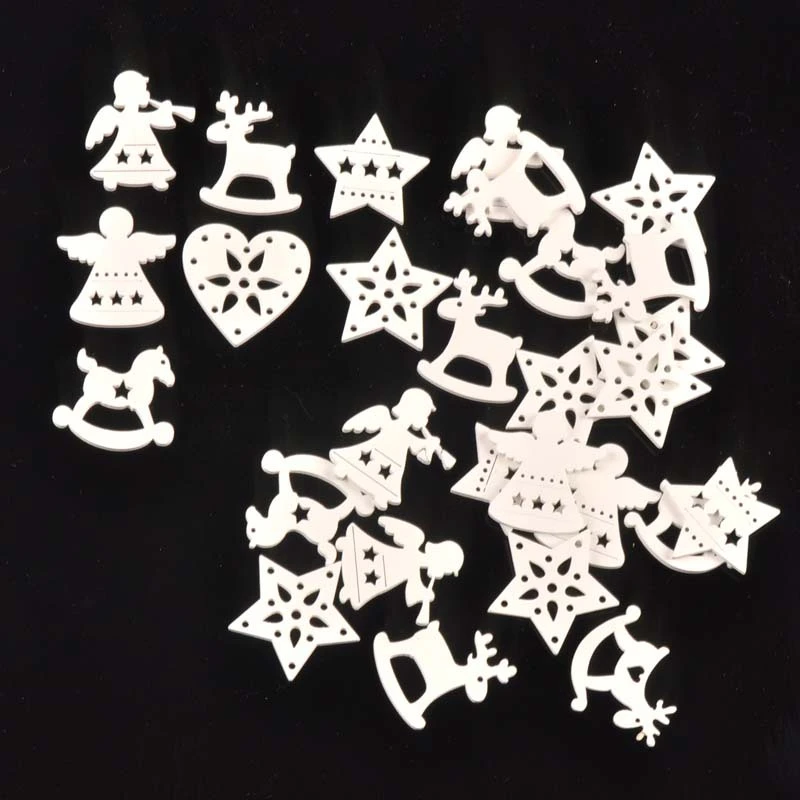 White Small Wood Chips Christmas Decoration Accessories DIY Handmade Materials 50 1pack