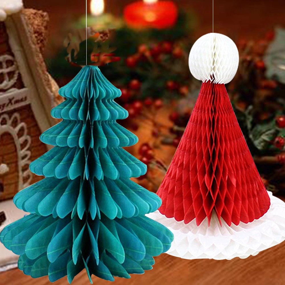 Christmas Tree Honeycomb Santa Hat Atmosphere Decoration