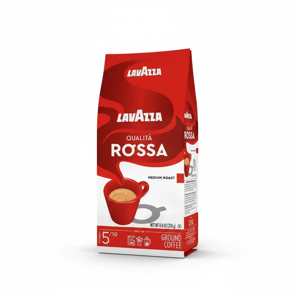 Lavazza Qualità Rossa Ground Coffee, Medium Roast, Arabica and Robusta Blend, 8.8 oz Brick (Pack of 4)