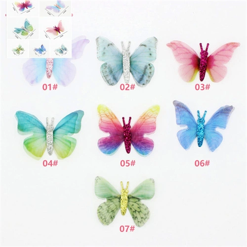 Double Layer Three-dimensional Tulle Butterfly 45MMdiy Headwear Earring Accessories