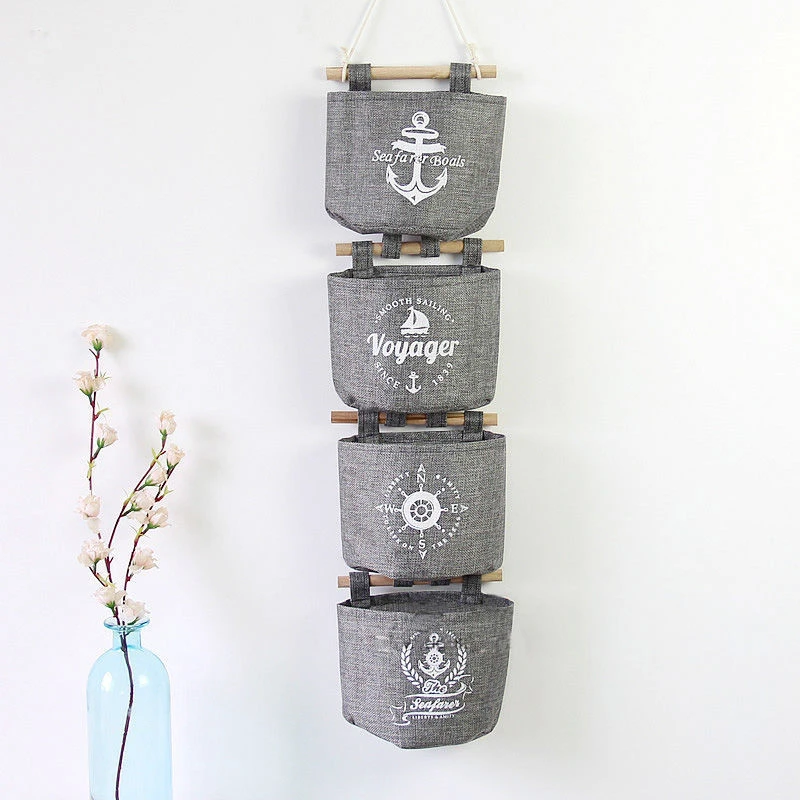 Home Grey Wall Hanging Sundries Storage Sack