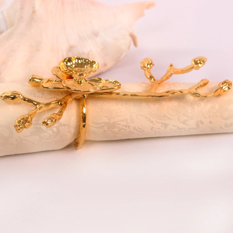 Simple Golden Silver Plum Napkin Ring