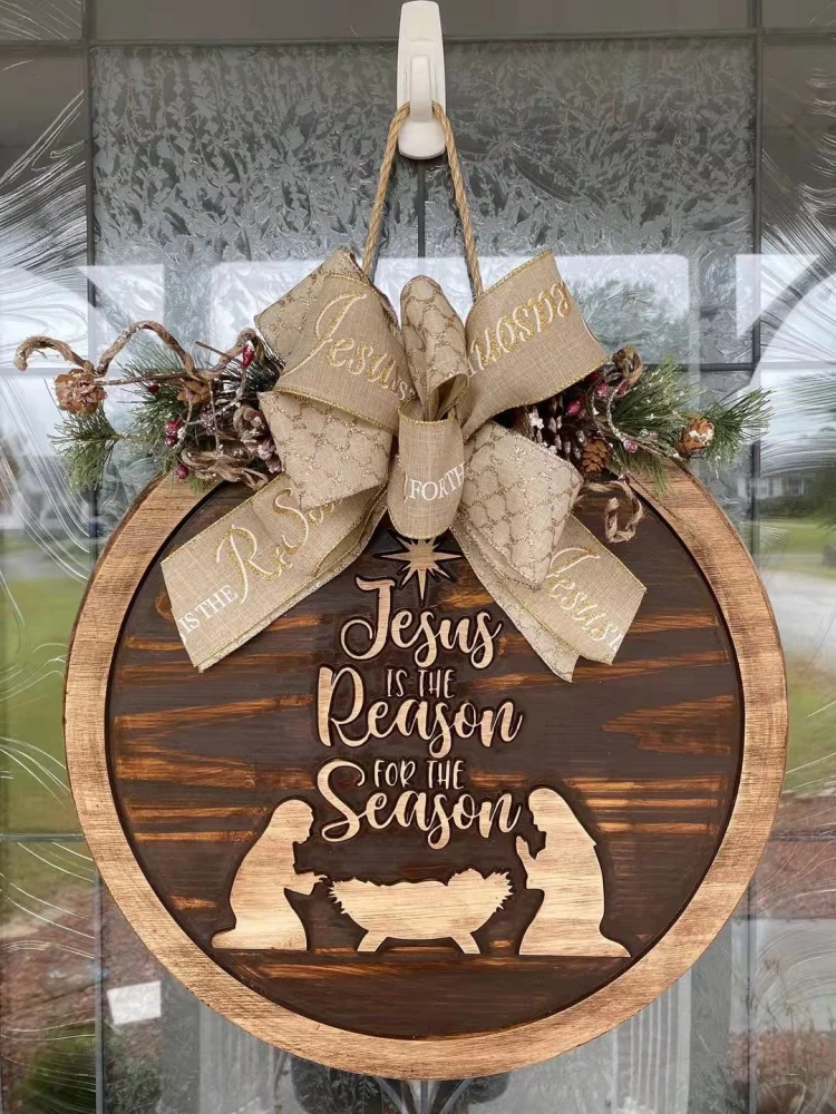 Wood Board Printing Christmas Wreath Bow