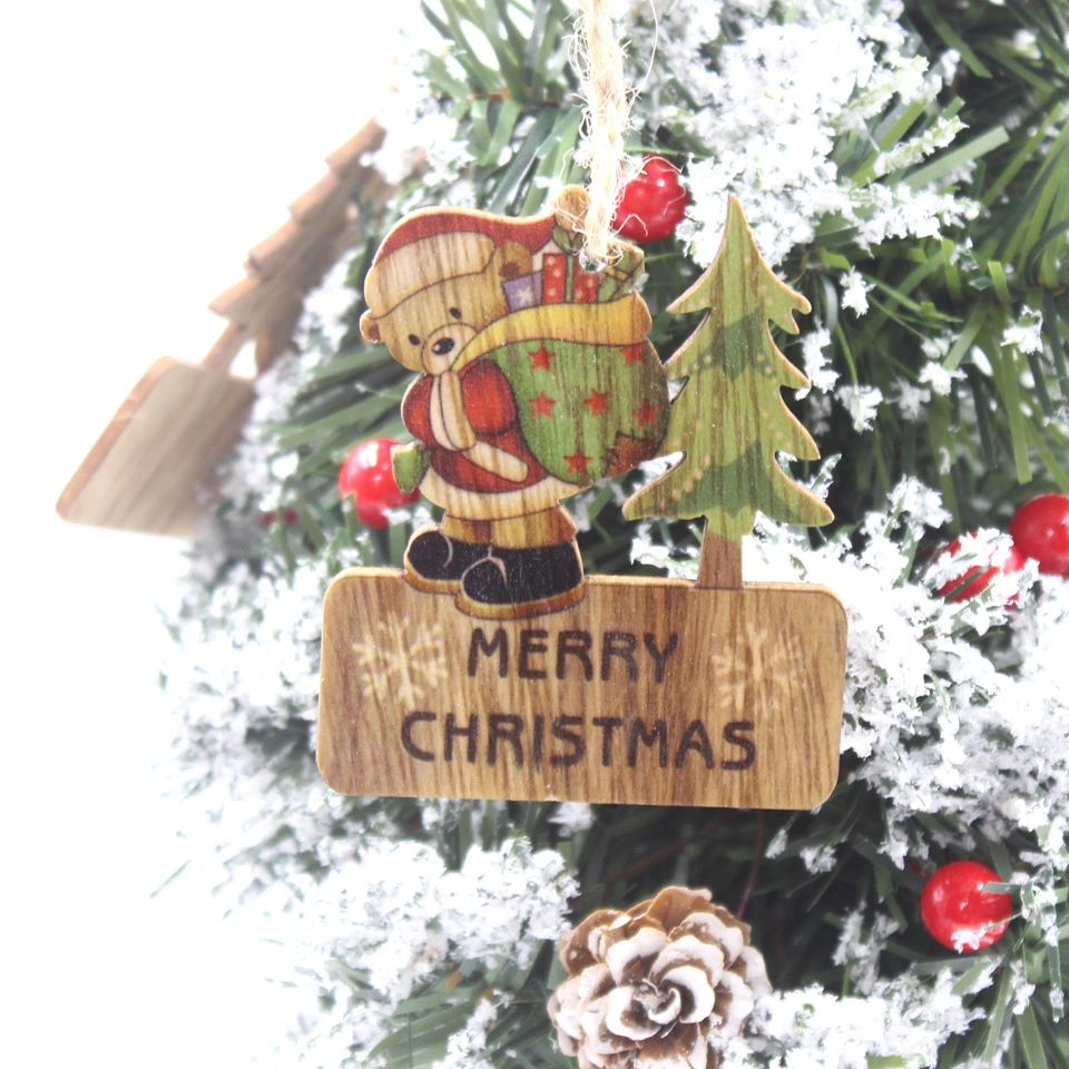 Color Printing Santa Claus Wooden Pendant