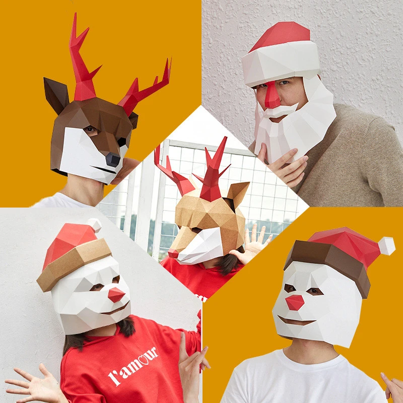 Christmas Supplies Creative Mask Novelty DIY Paper Headgear Headdress