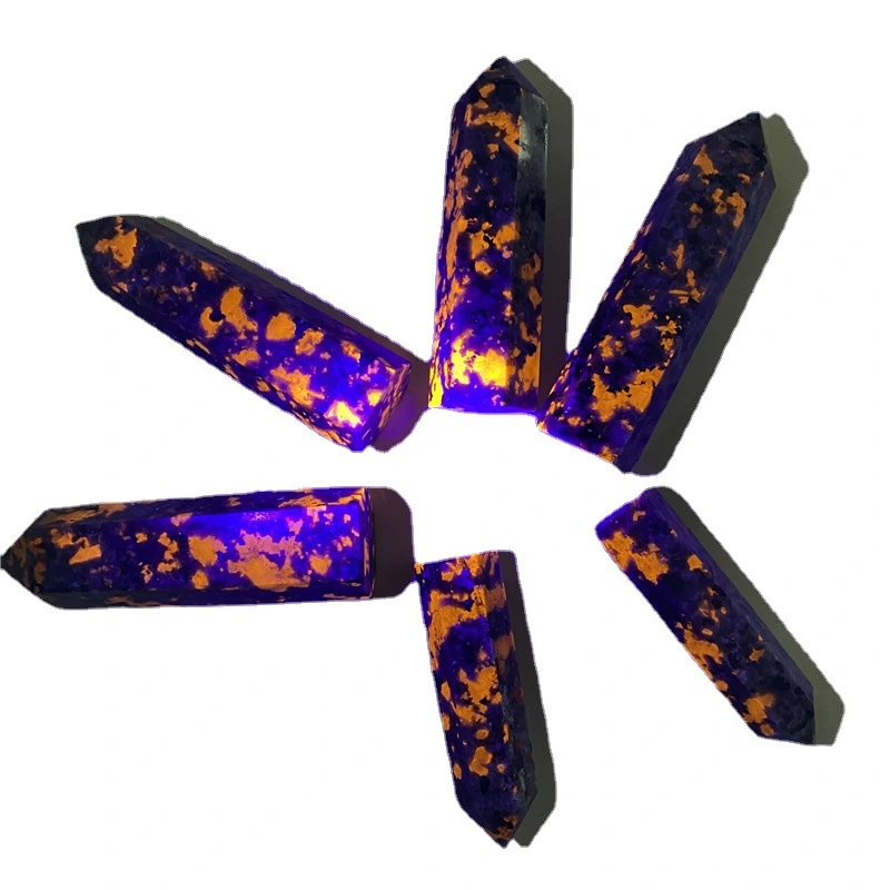 Violet Fluorescent Sonar Stone Single-pointed Hexagonal Prism