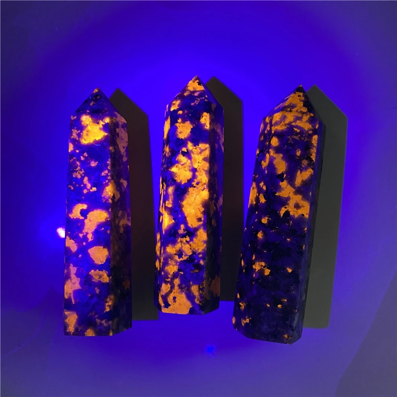 Violet Fluorescent Sonar Stone Single-pointed Hexagonal Prism