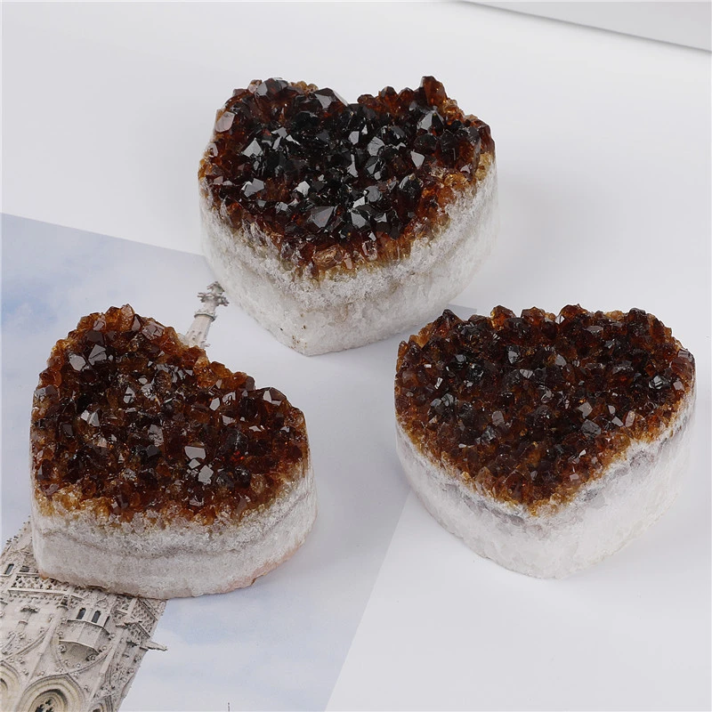 Natural Topaz Cluster Crystal Heart-shaped Crafts