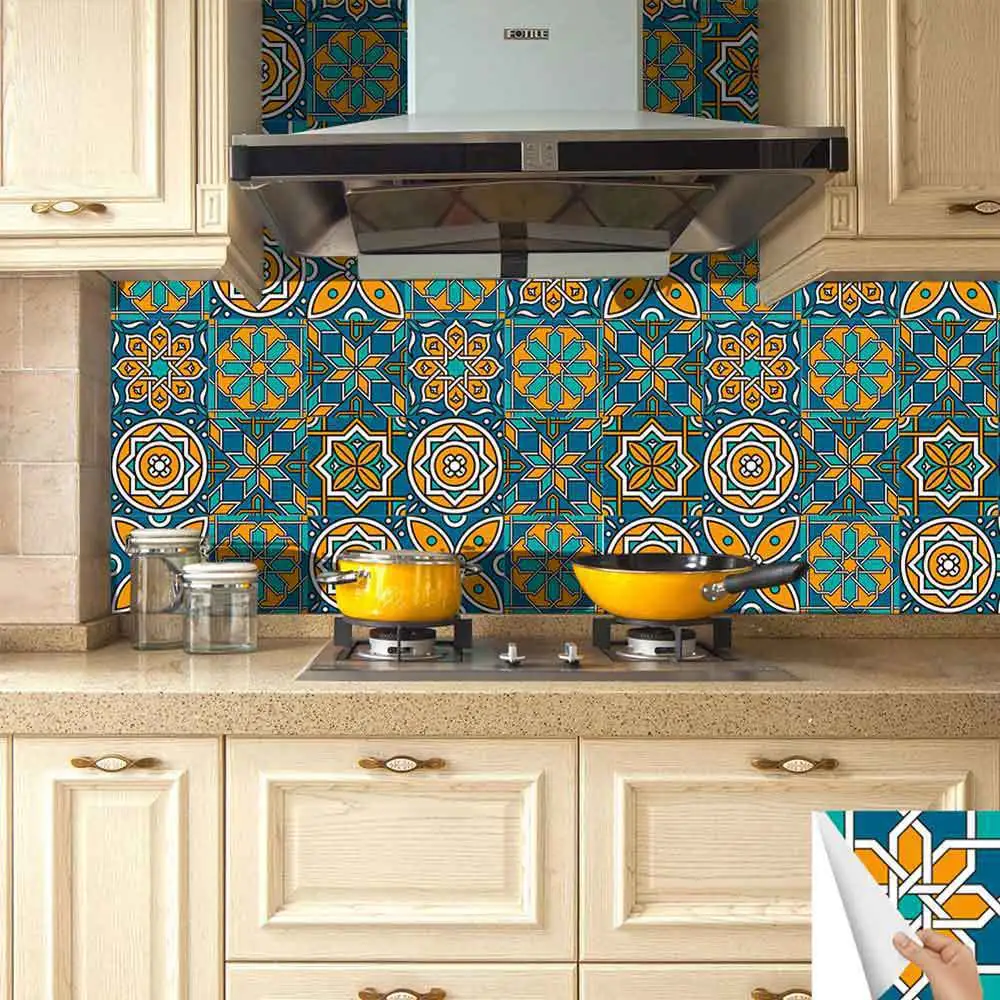 Waterproof Mediterranean Painted Tile Sticker