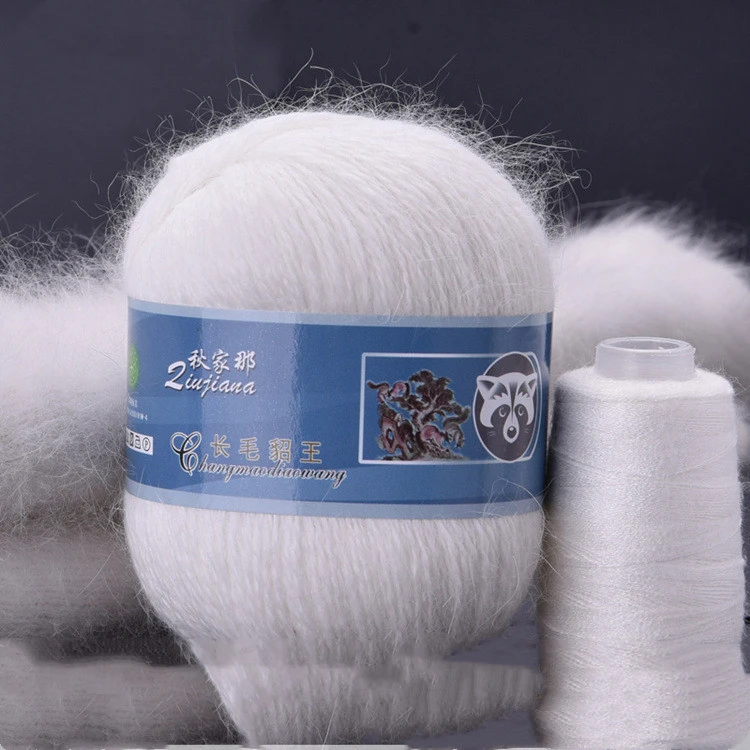 Hand knitted thick long hair mink wool