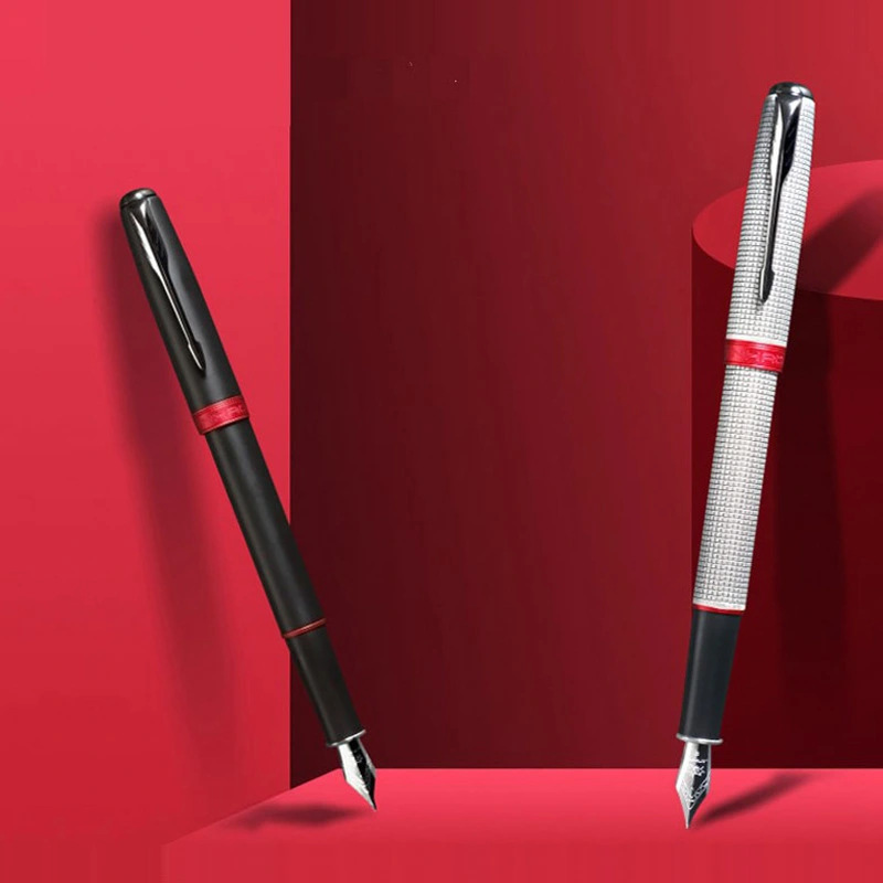 Red rhyme series silver black red writing pen