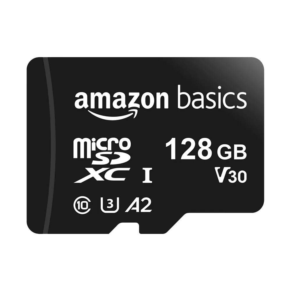 Zinc Basics Micro SDXC Memory Card with Full Size Adapter, A2, U3, Read Speed up to 100 MB/s, 128 GB, Black