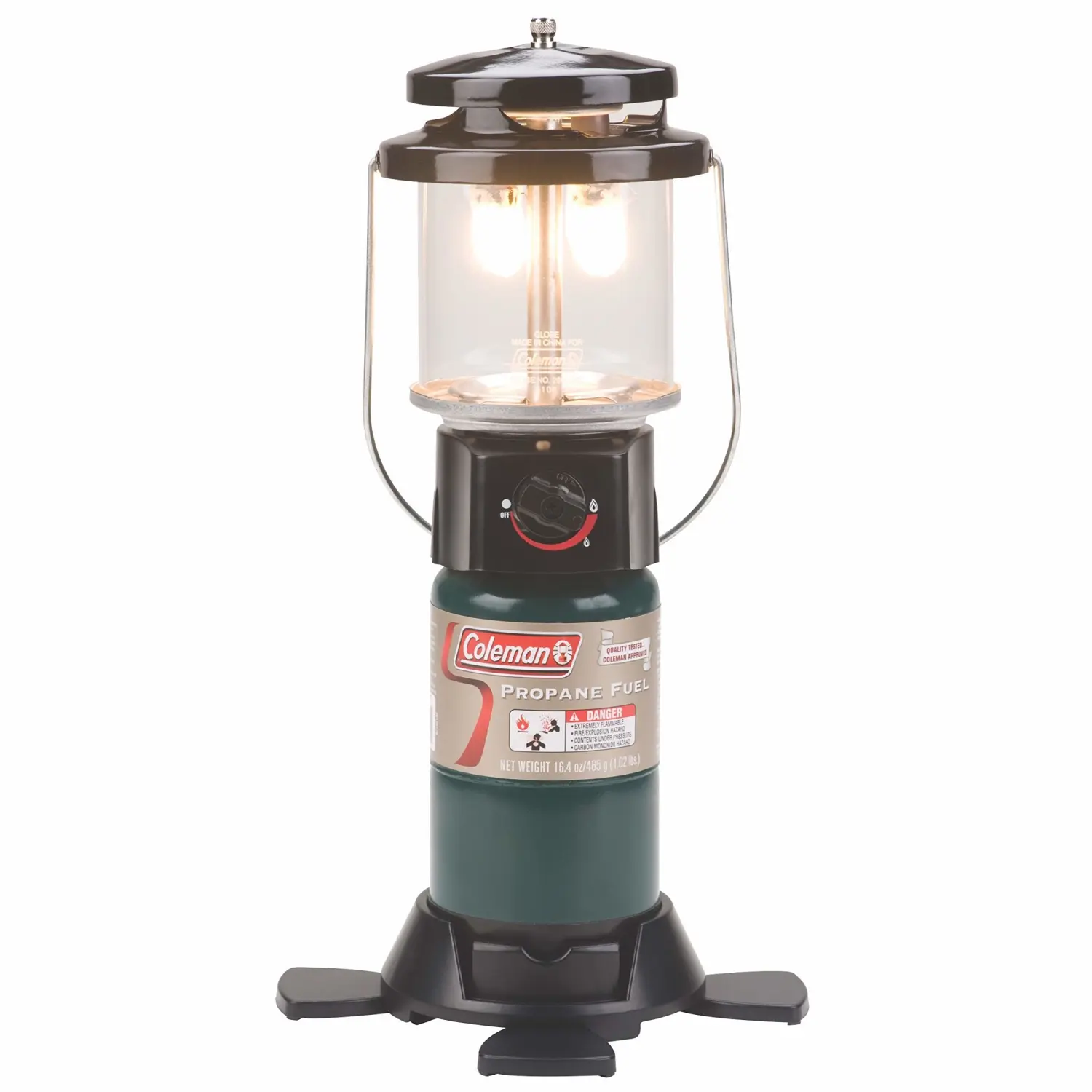 Coleman 1000L Deluxe Propane Lantern, Gas Lamp with Adjustable Brightness, Pressure Control, Carry Handle, & Mantles Included