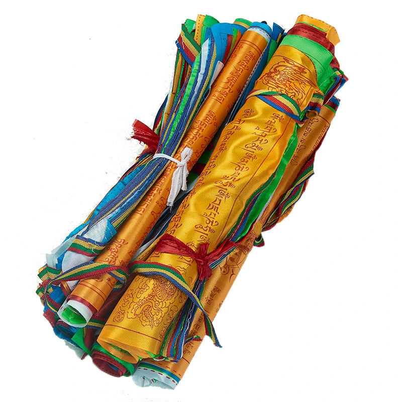 Tibetan Buddhist satin ten-in-one prayer flags