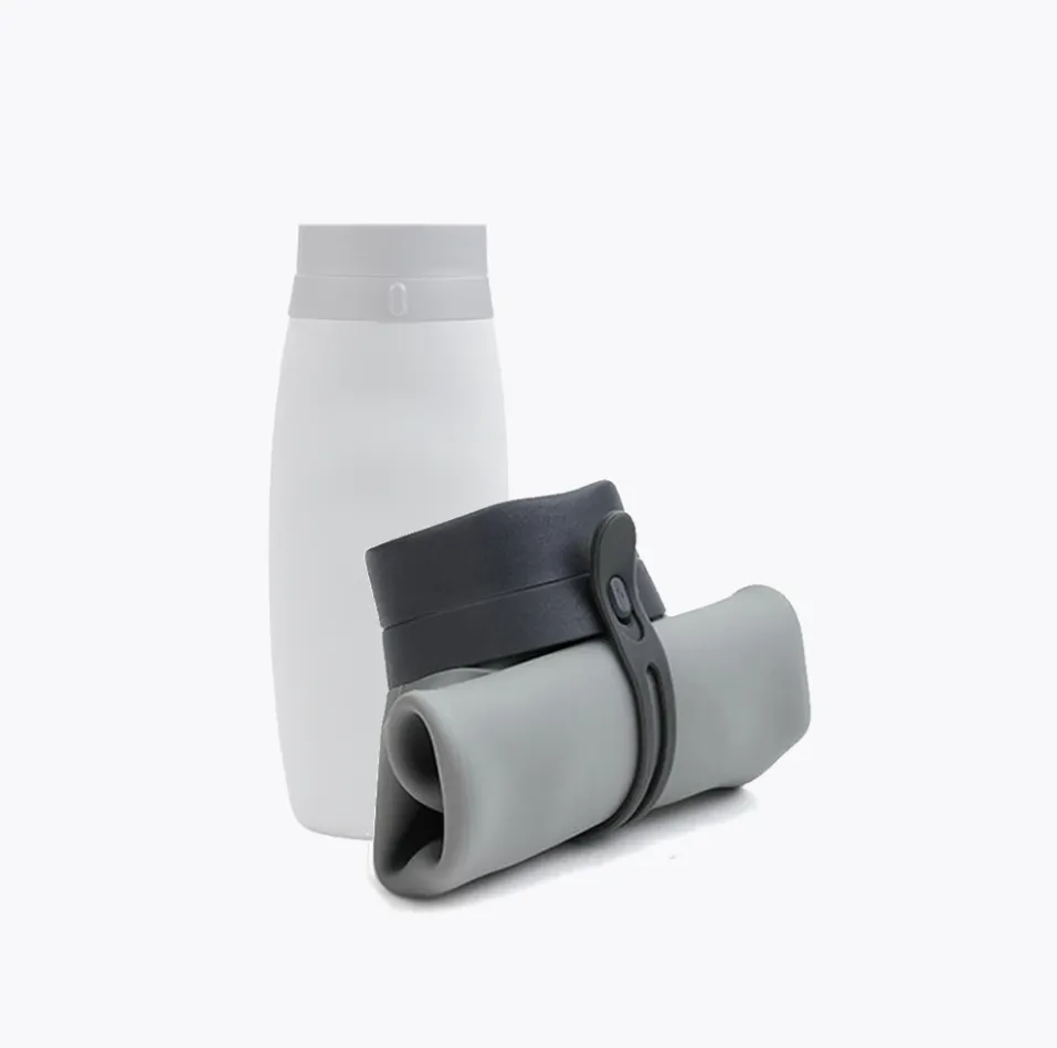 Grey Silicone Portable Sports Bottle