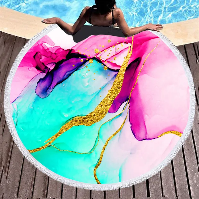 3D digital printed microfiber round beach towel