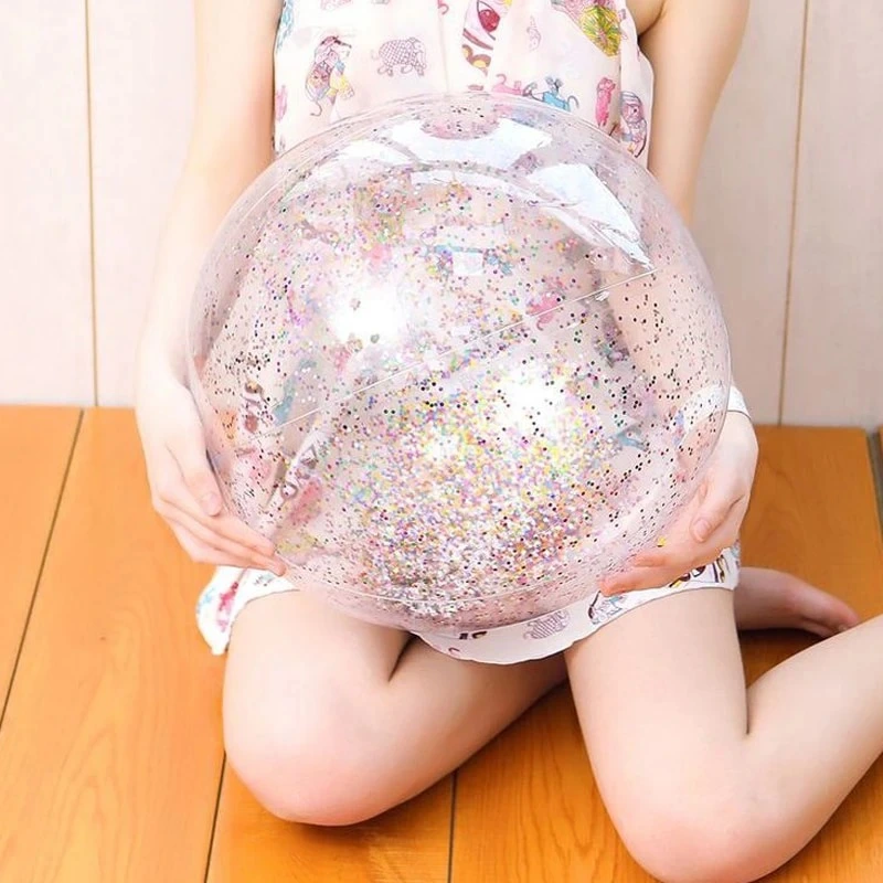 Inflatable sequin beach ball