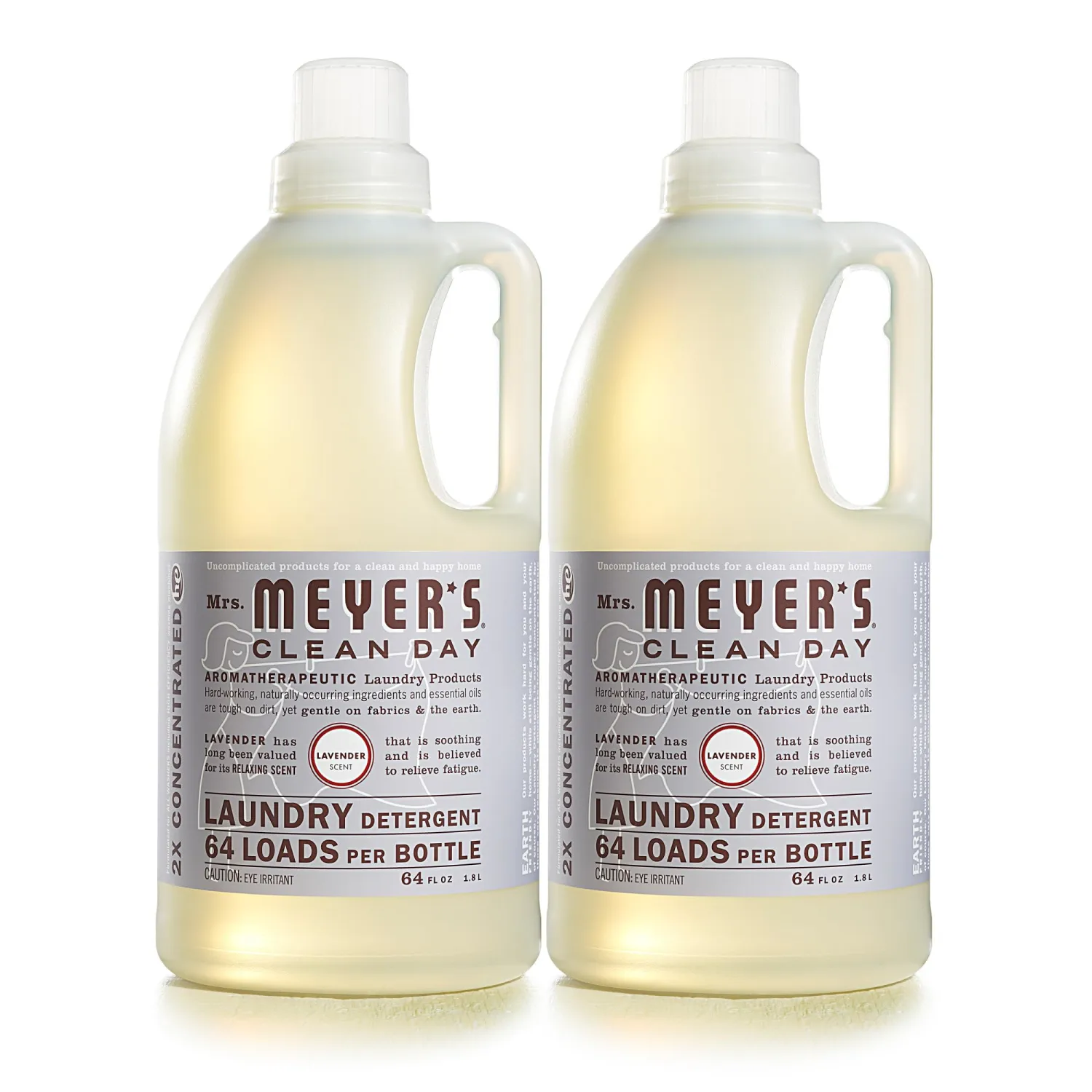 MRS. MEYER'S Clean Day Liquid Laundry Detergent, Cruelty Free and Biodegradable Formula, Lavender Scent, 64 oz- Pack of 2