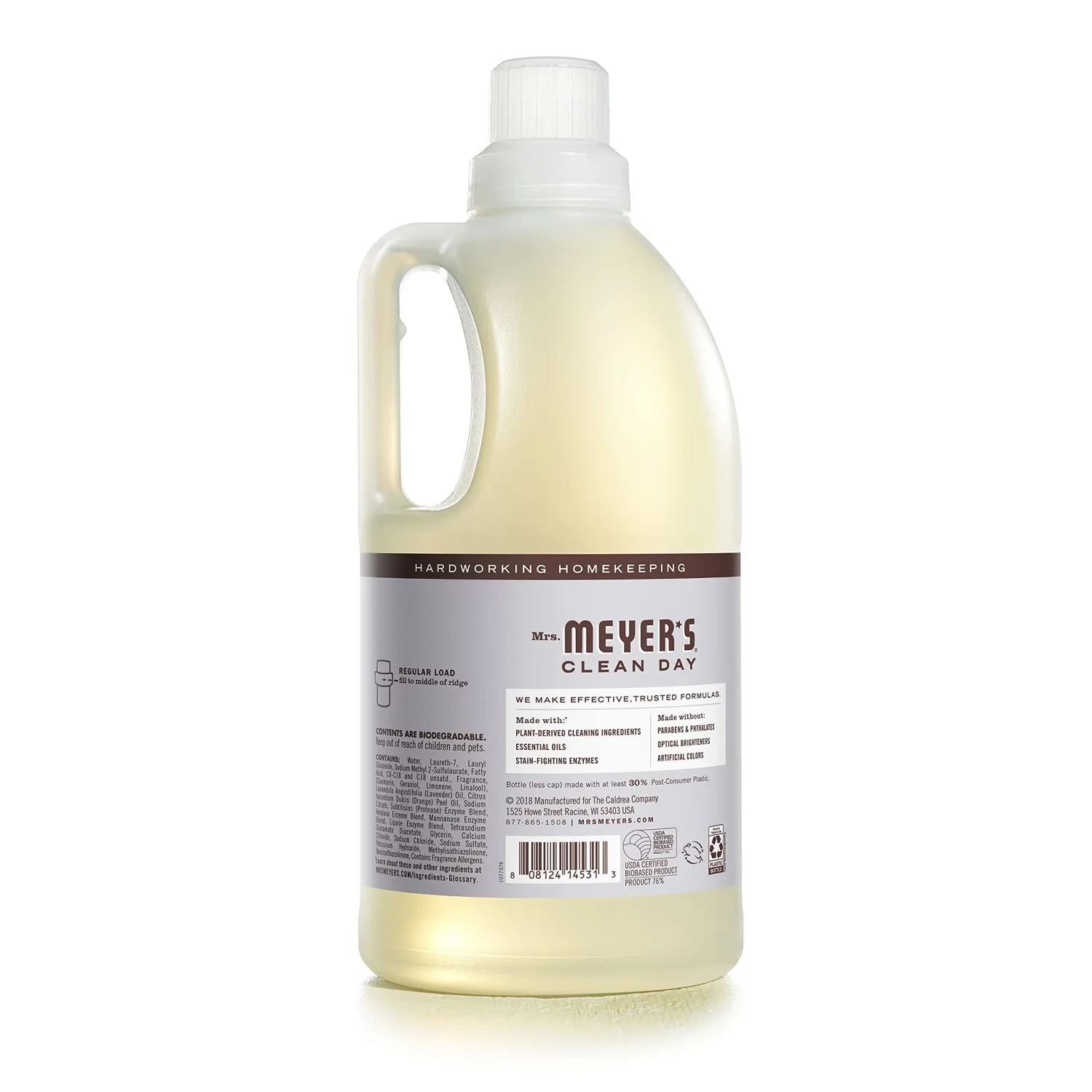 MRS. MEYER'S Clean Day Liquid Laundry Detergent, Cruelty Free and Biodegradable Formula, Lavender Scent, 64 oz- Pack of 2