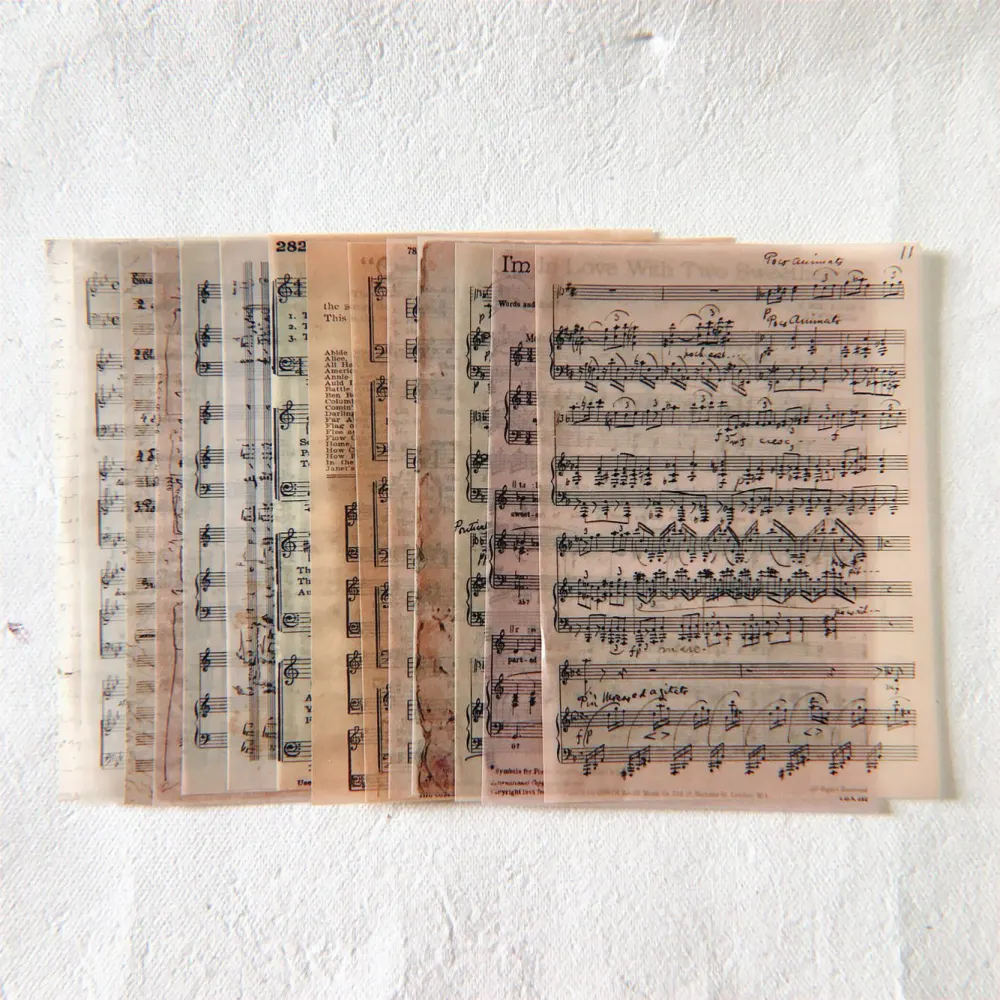 Sheet music sulfuric acid paper