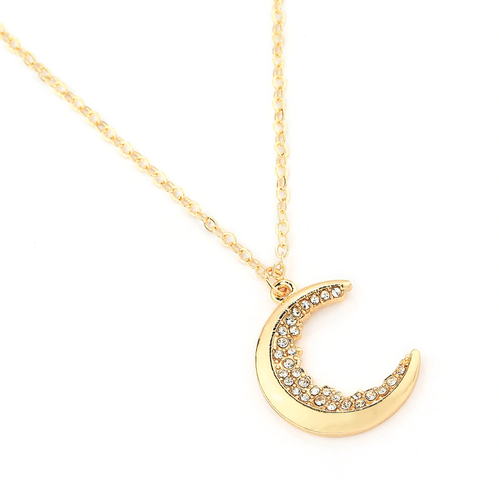 Moon Crescent Necklace with Diamonds