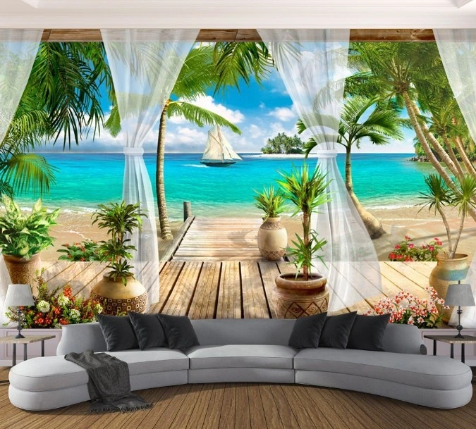 Mediterranean TV background wall