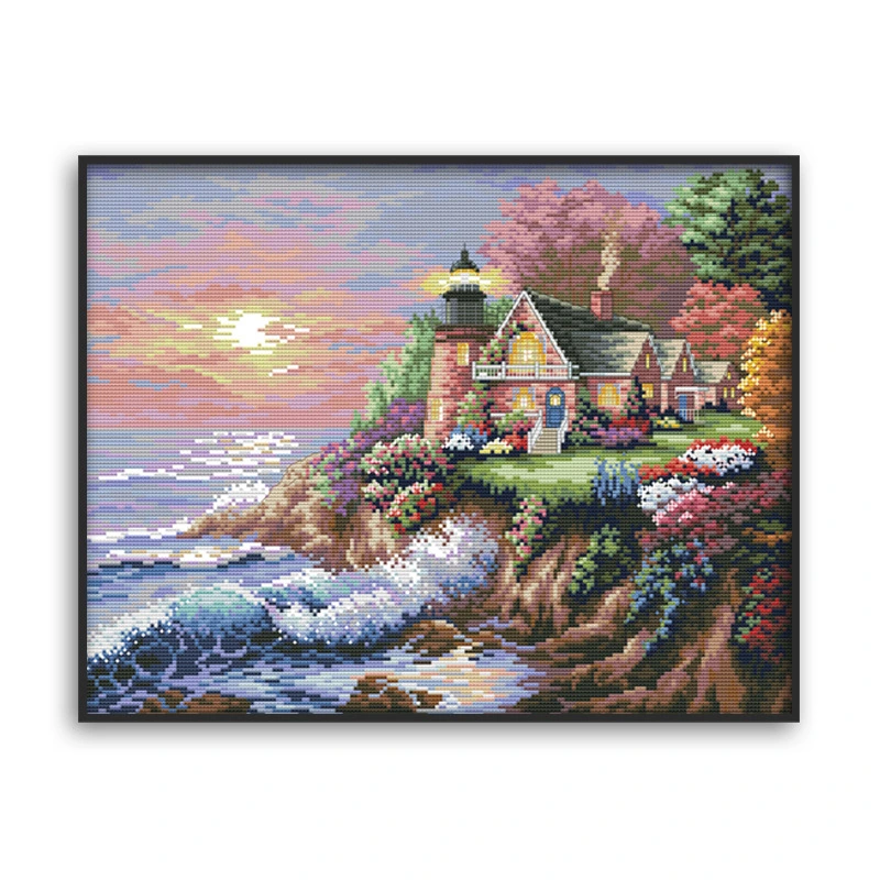 Seaside lighthouse cross stitch