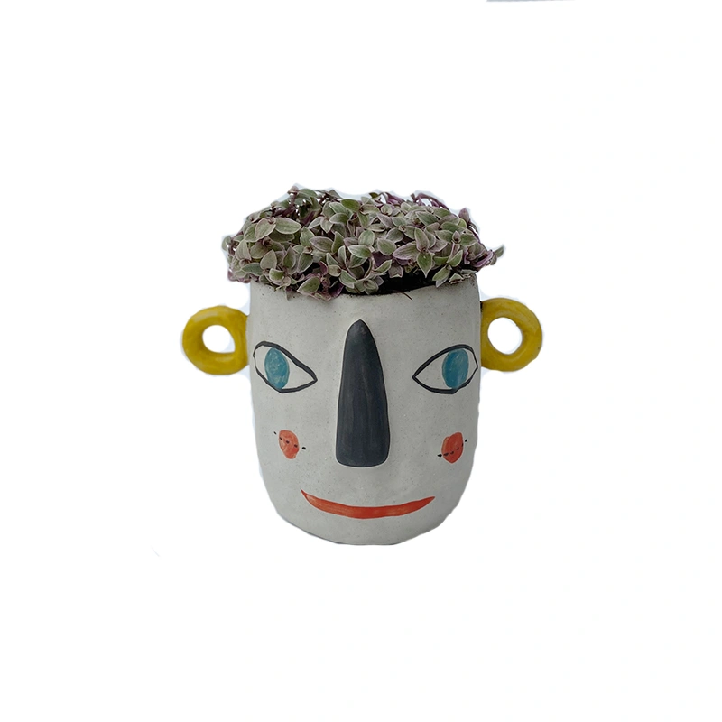 Human Face Handmade Ceramic Succulent Flower Pot